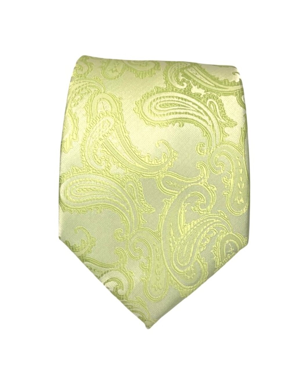 Kiss Ties Men's Light Green Paisley Pattern Necktie 3.4" Wide